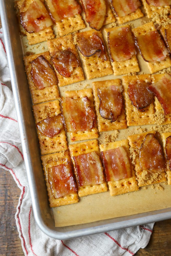 Make irresistible bacon crackers with bacon, brown sugar, a tiny bite of cayenne pepper and buttery crackers. Perfect for any gathering or snack time!