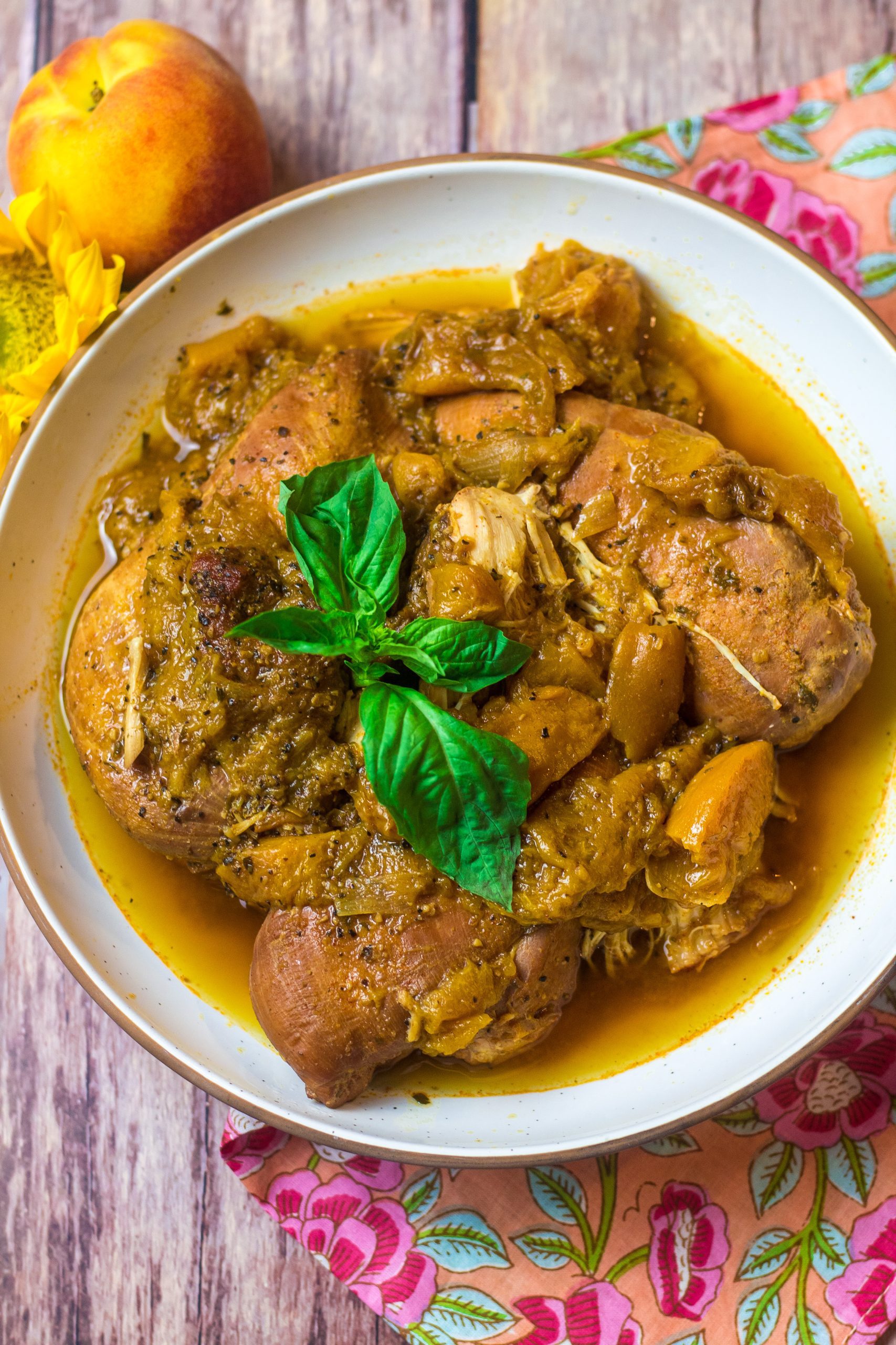 Crockpot Bourbon Peach Chicken