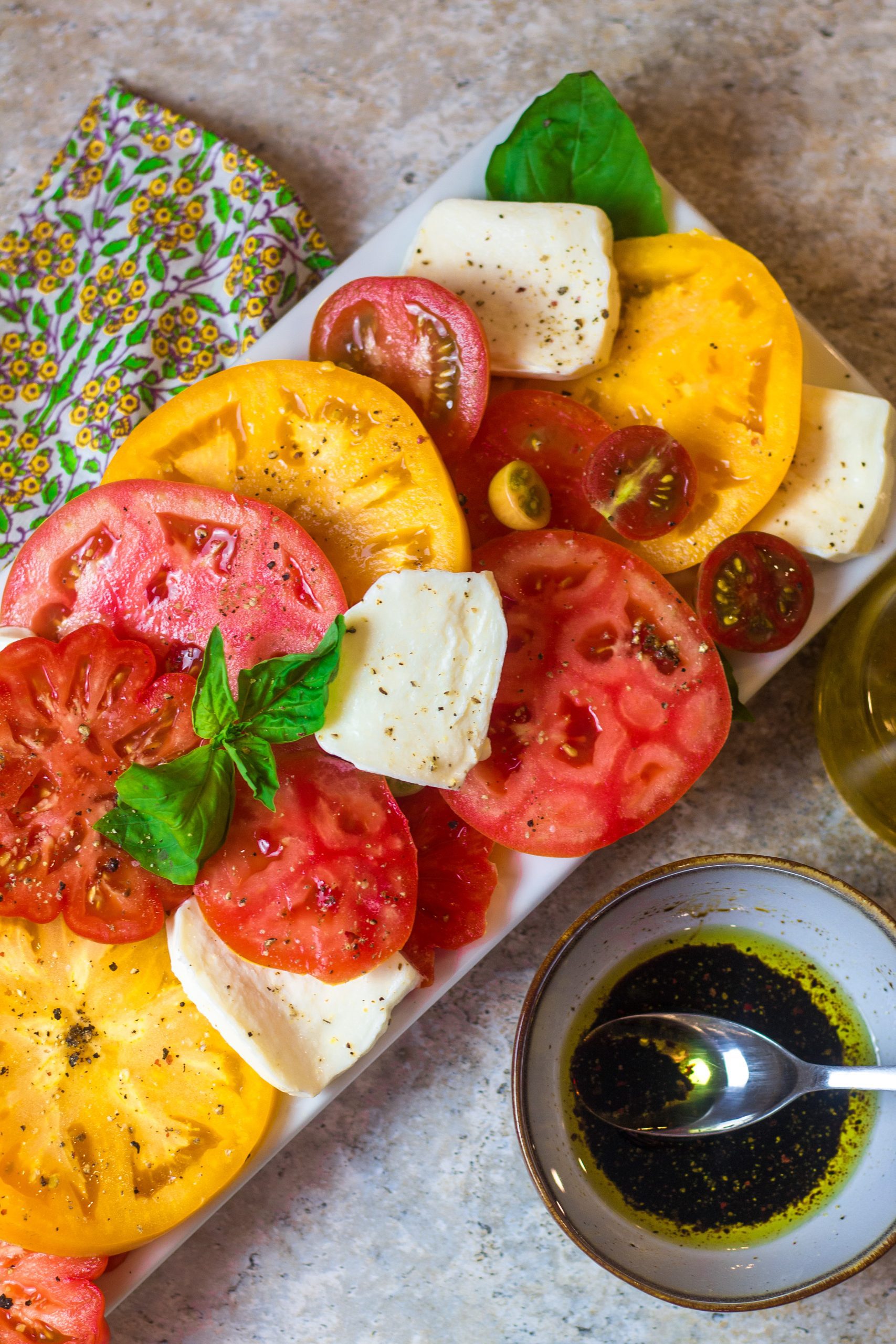 Simple Caprese Salad with Heirloom Tomatoes