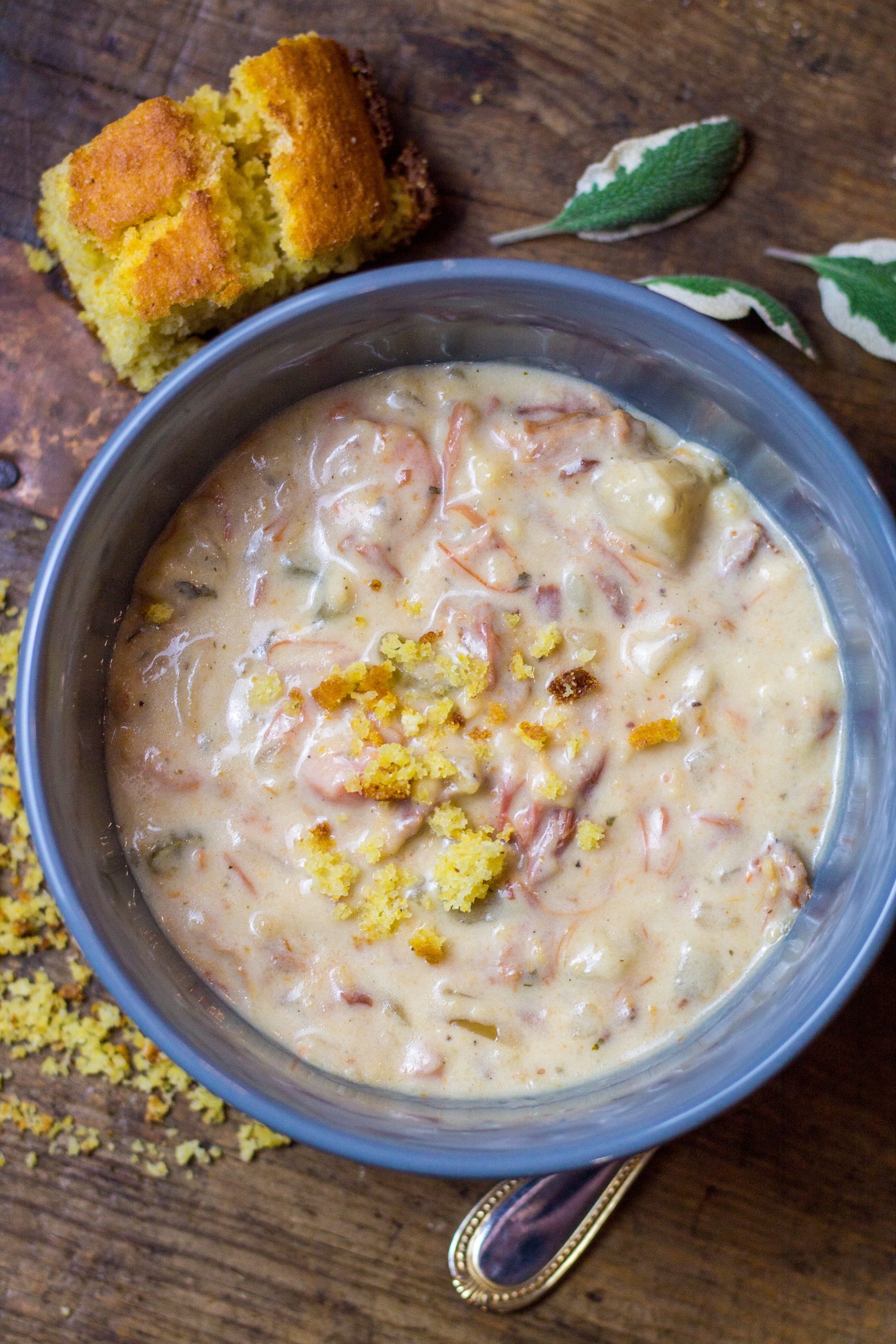 The Best Cheesy Potato Hambone Soup