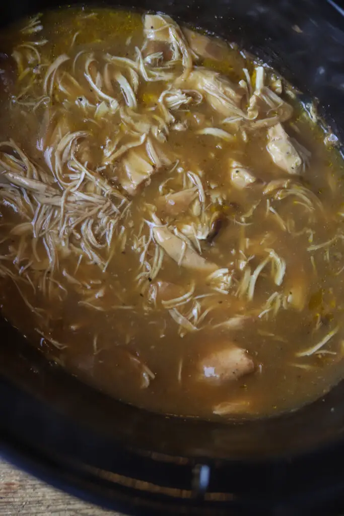 Ok. This simple crockpot chicken and gravy. This is the best comfort meal that literally requires hardly any effort. Throw some chicken breasts, a can of cream of chicken soup, chicken broth and a few gravy packets in the crockpot. Slow cook for about five hours. This meal is so simple and so delicious, you really cant beat it...