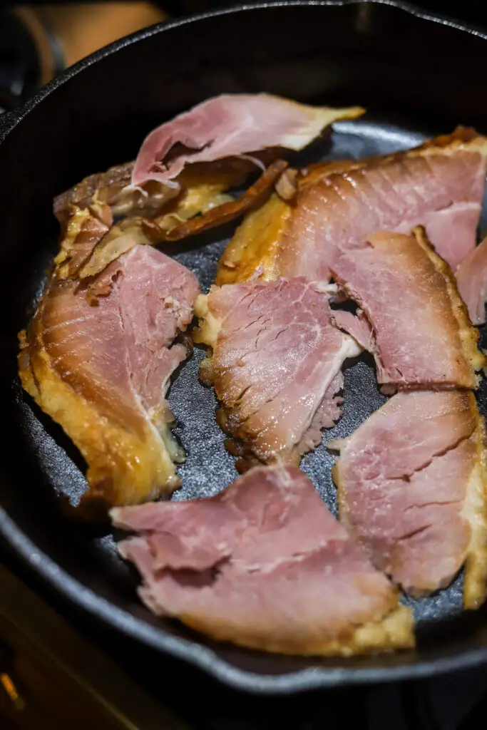 I love this country ham and red eye gravy. This is recipe where you use fatty slices of ham, cook them down to render the fat, then pout a cup of coffee in the skillet and a few seasonings to make a dark and rich gravy. This is a classic southern recipe and it's perfect when you're looking for recipes with leftover ham.