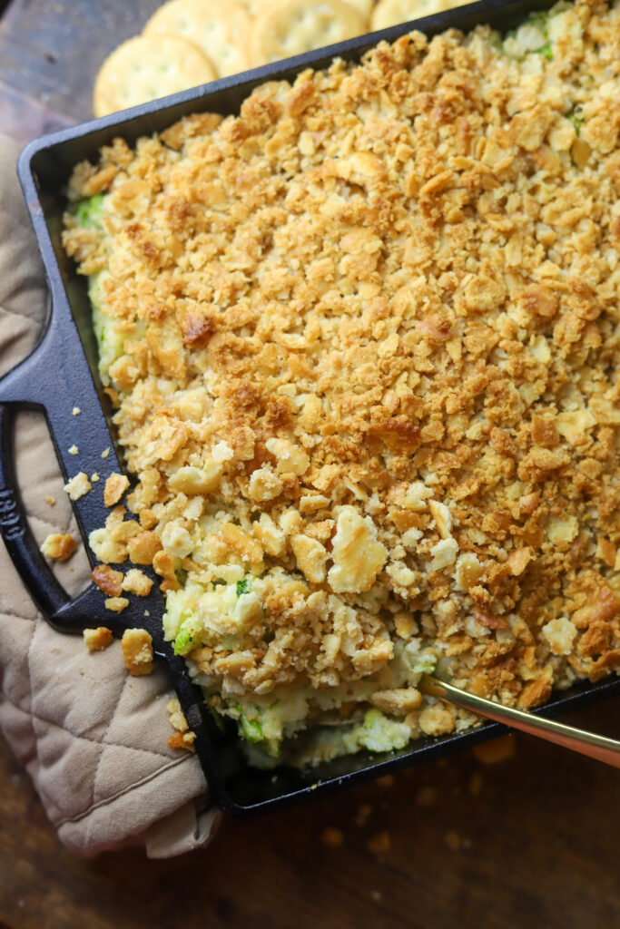 This broccoli rice cheese casserole. Omg. The ultimate side for any family function. It's a creamy, cheese rice mixture with broccoli florets folded in topped with an overly buttery Ritz cracker topping. Bake to bring it all together. This side is so simple and one of my favorite comfort dishes. 