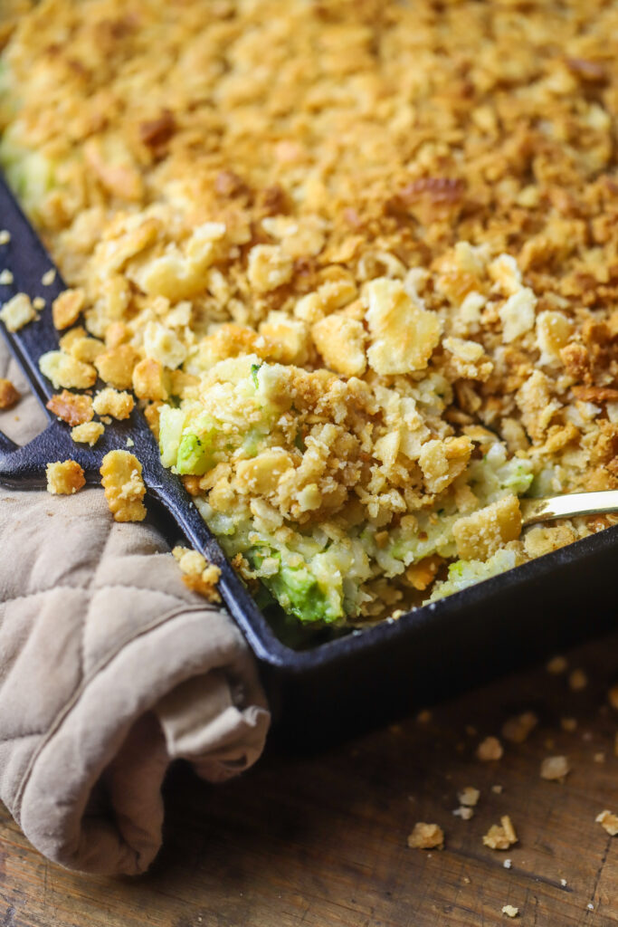 This broccoli rice cheese casserole. Omg. The ultimate side for any family function. It's a creamy, cheese rice mixture with broccoli florets folded in topped with an overly buttery Ritz cracker topping. Bake to bring it all together. This side is so simple and one of my favorite comfort dishes. 