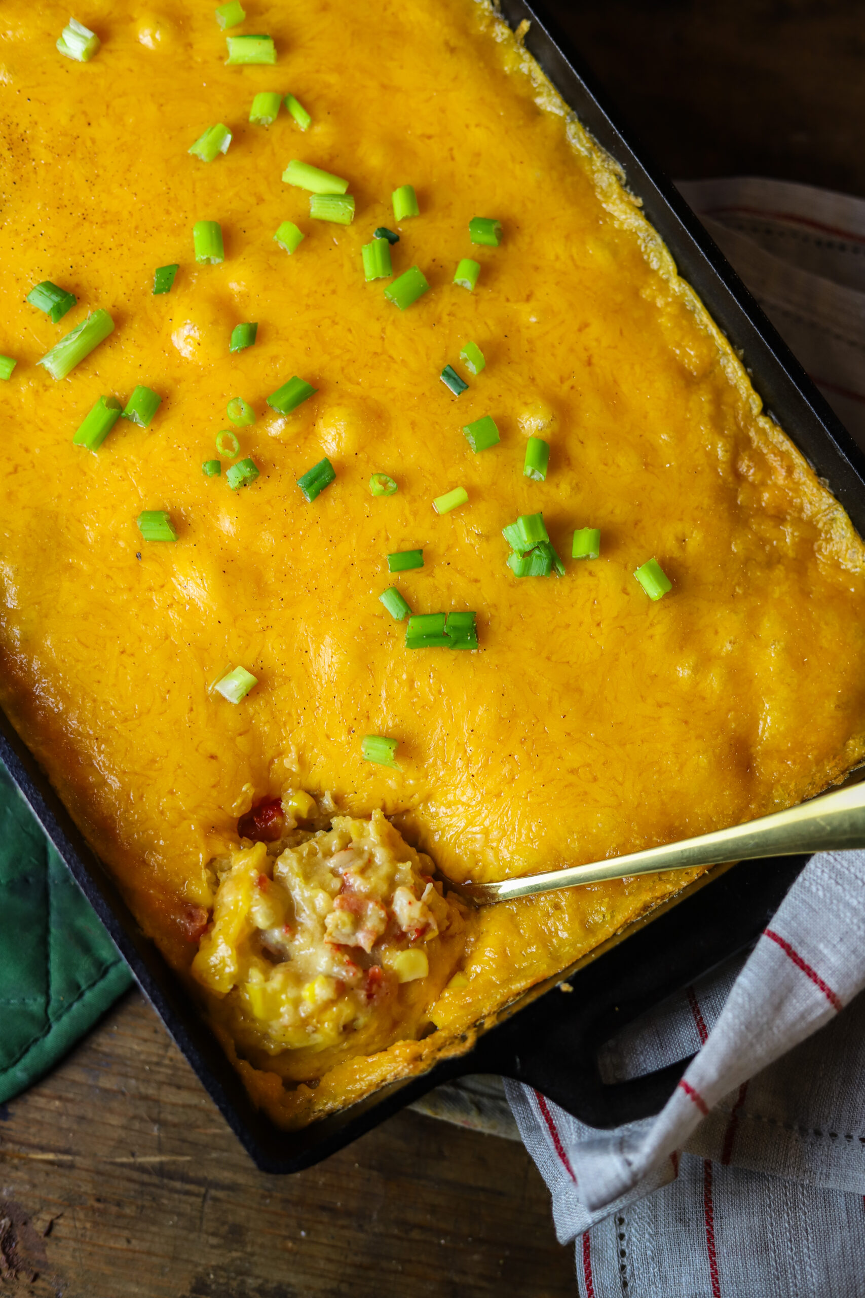 Jiffy Corn Casserole with Cheese and Crawfish