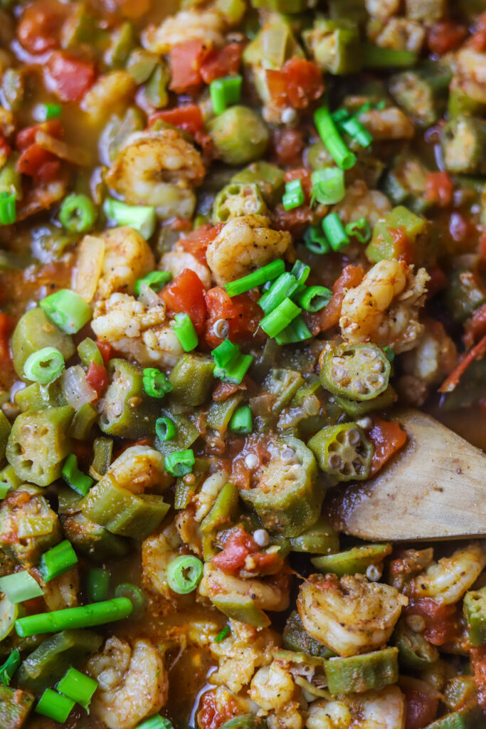 You’ll love the southern okra and tomatoes with shrimp recipe. This is about as Louisiana as it gets. This recipe is a lot like shrimp creole. You’ll start out by sautéing your holy trinity, then you’ll add in your okra and few cans of tomatoes. Let that simmer down and then in a separate skillet, sauté some shrimp in butter and Cajun seasonings. Add it all together and you’ll have the most delicious comfort food there is. 