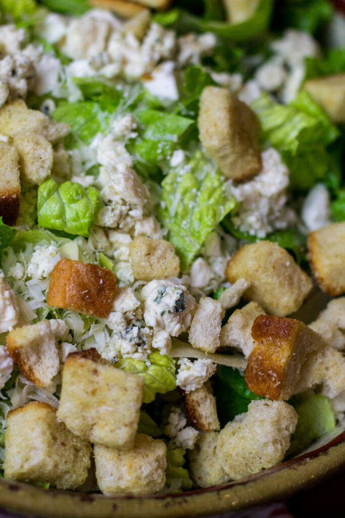 I love this sensation salad. Popular here in Louisiana, it's a simple mix of romaine lettuce, a mix of parmesan and other cheeses, and a lemon and olive oil salad dressing. Add in some croutons for some crunch. It's simplicity at its best, and you'll definitely want to try it.