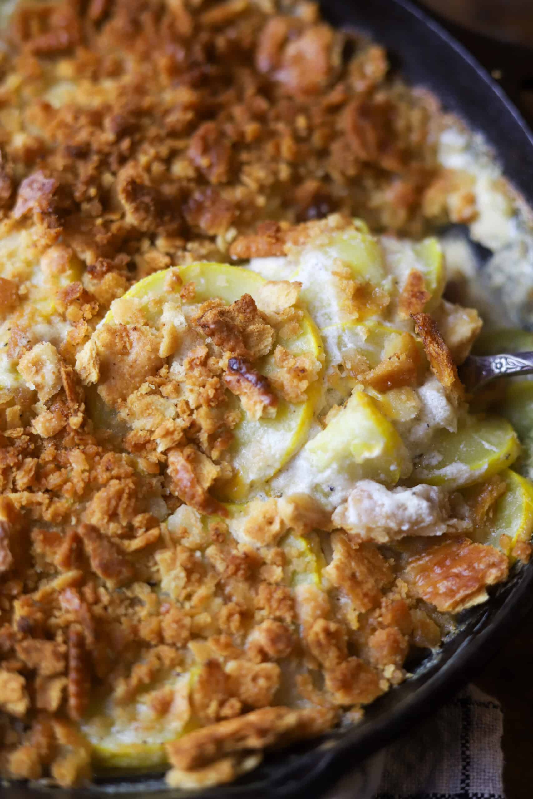 Squash Casserole with Ritz Crackers Cheesy Side