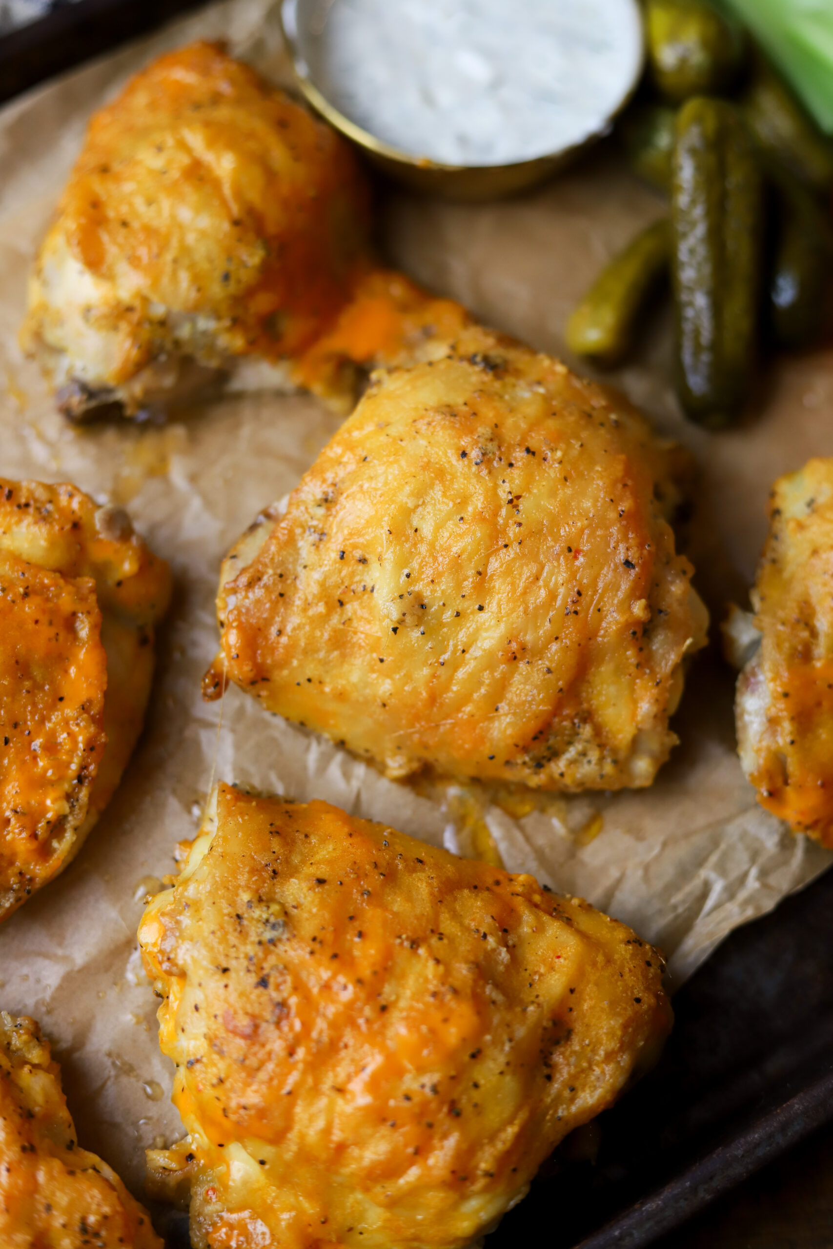 Baked Buffalo Chicken Thighs