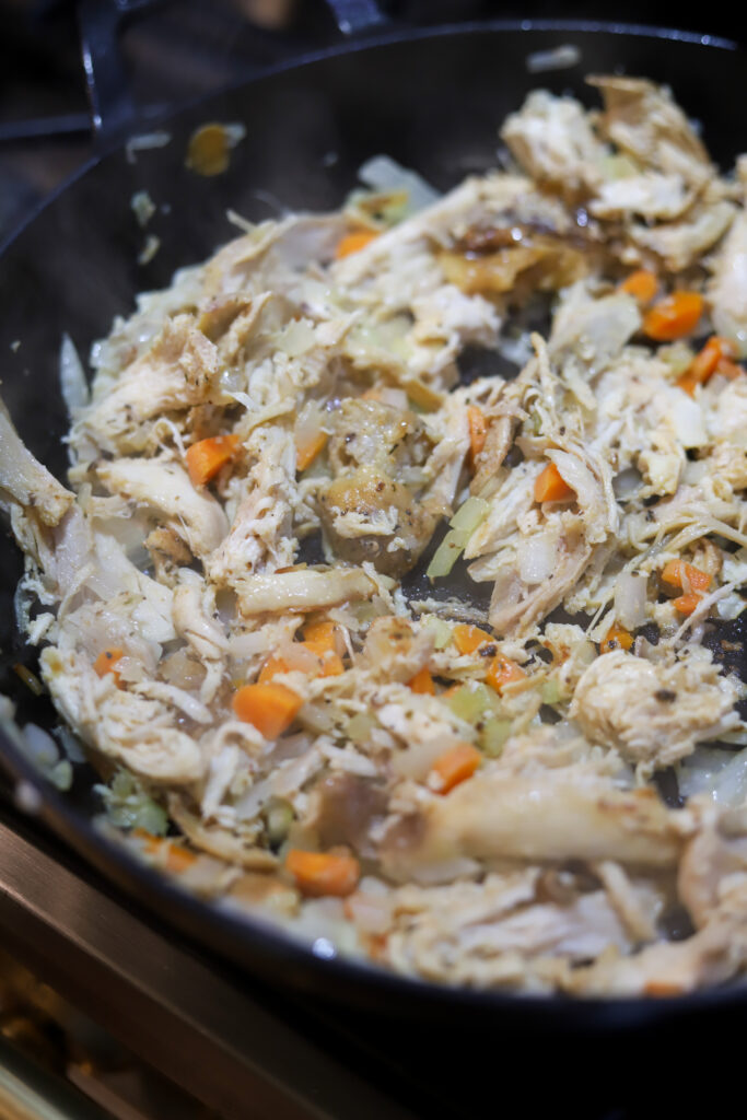 I love this old fashioned chicken and noodles recipe. My mom and my grandmother both used to make this all the time. For my recipe, I used rotisserie chicken, a homemade cream of chicken soup and some egg noodles. Once you cook it all down, it makes a nice creamy, one-pot meal. I’m telling you, you’ll love this comfort food favorite.