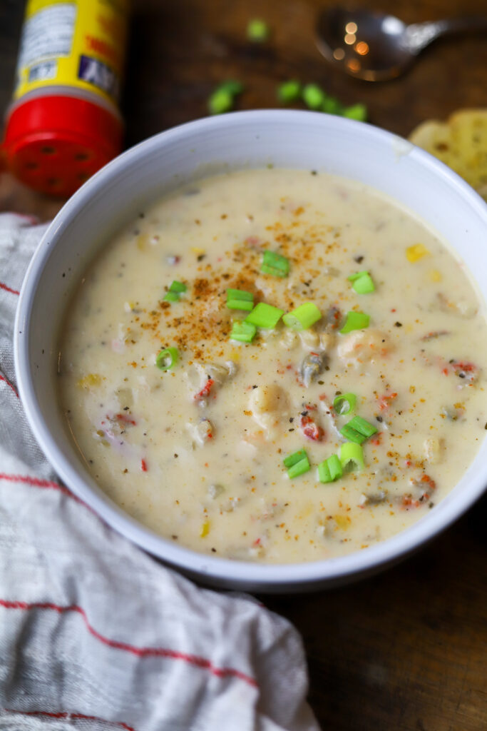 You cannot beat this easy crawfish, shrimp and corn bisque. When it starts getting cooler outside, it's just natural to start craving soup. This one is delicious and so easy to make. It's a creamy base packed with whole kernel corn, crawfish tails and lots of seasonings. It's also made in the crockpot! This recipe is foolproof. If you love seafood bisque and chowder, you'll want to make this.