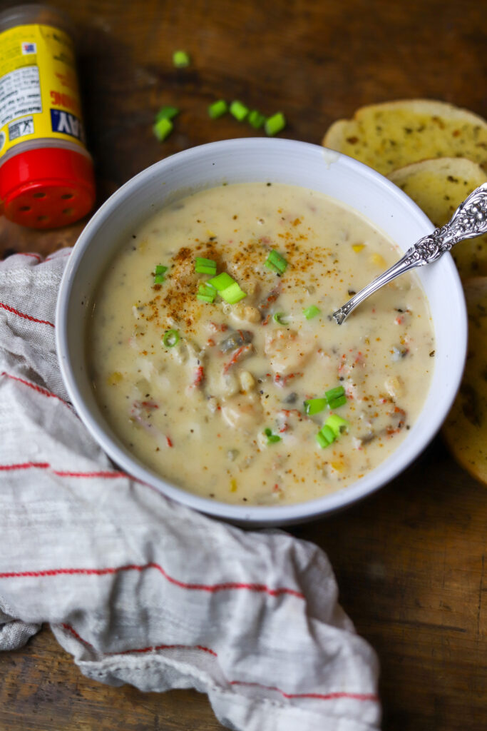 You cannot beat this easy crawfish, shrimp and corn bisque. When it starts getting cooler outside, it's just natural to start craving soup. This one is delicious and so easy to make. It's a creamy base packed with whole kernel corn, crawfish tails and lots of seasonings. It's also made in the crockpot! This recipe is foolproof. If you love seafood bisque and chowder, you'll want to make this.