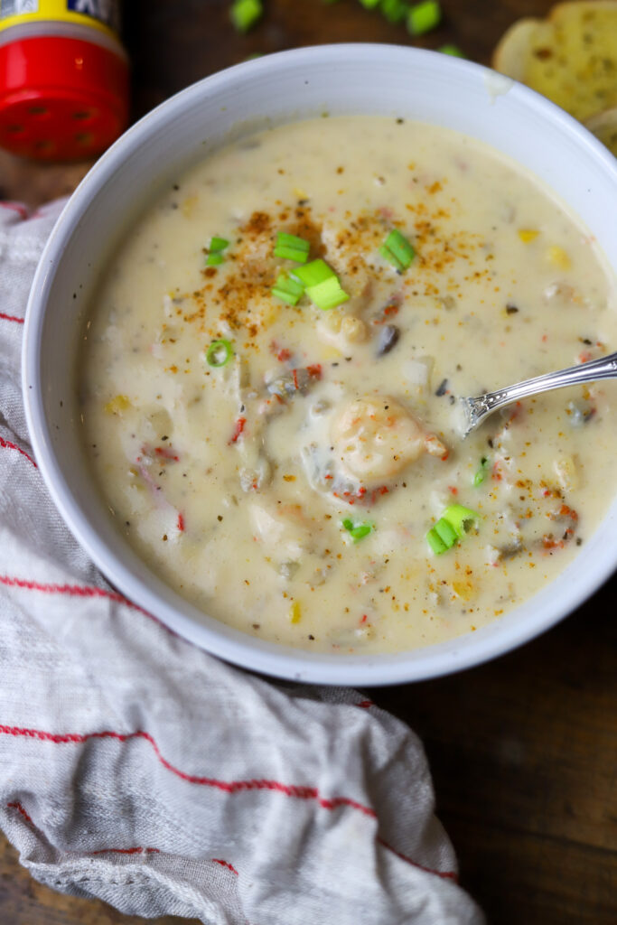 You cannot beat this easy crawfish, shrimp and corn bisque. When it starts getting cooler outside, it's just natural to start craving soup. This one is delicious and so easy to make. It's a creamy base packed with whole kernel corn, crawfish tails and lots of seasonings. It's also made in the crockpot! This recipe is foolproof. If you love seafood bisque and chowder, you'll want to make this.