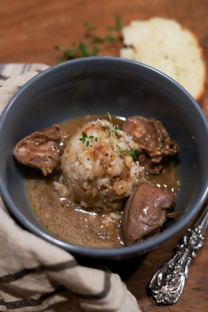 This smothered dove meat with rice and gravy is so delicious this time of year. It's dove season in Louisiana, and there's nothing better than a big pot of doves. If you're not into wild game, this may not be for you, but this recipe is delicious. You'll brown your doves then simmer them with some vegetables, French onion soup and a lot of spices. You really can't beat dove recipes.