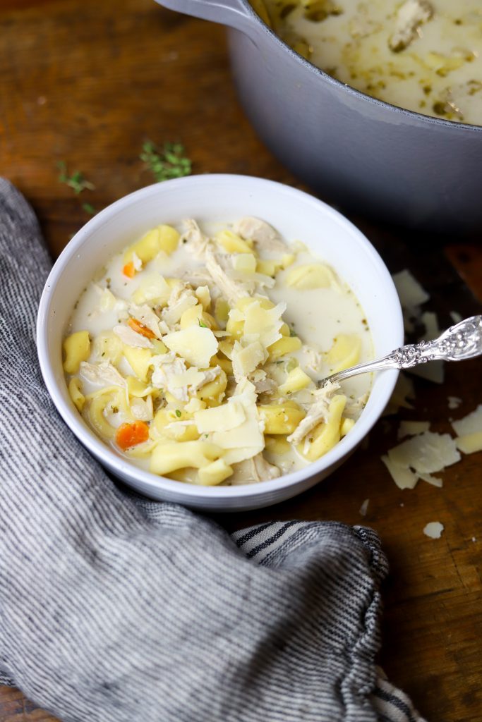 Enjoy a comforting creamy chicken tortellini soup, perfect for busy nights with its simple preparation and hearty ingredients.