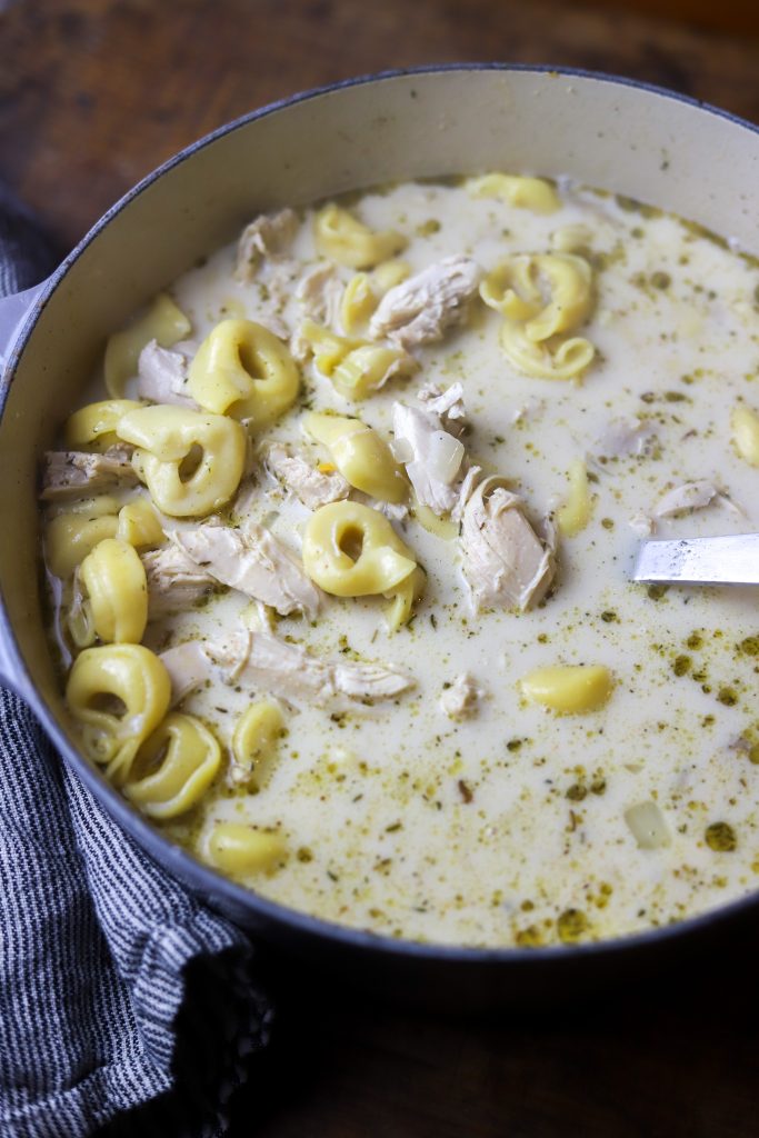 Enjoy a comforting creamy chicken tortellini soup, perfect for busy nights with its simple preparation and hearty ingredients.