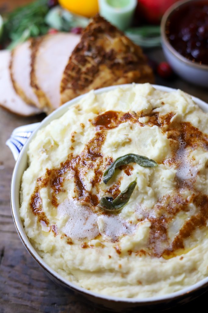 Discover the ultimate comfort food with these creamy brown butter mashed potatoes, an ideal side dish for any festive gathering.