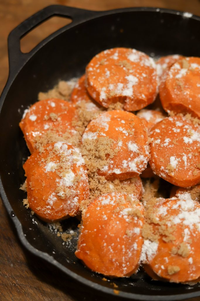 Discover the classic taste of this old fashioned sweet potato casserole with marshmallows, a pecan crust and frozen yam patties. Quick, simple and perfect for your holiday menu.